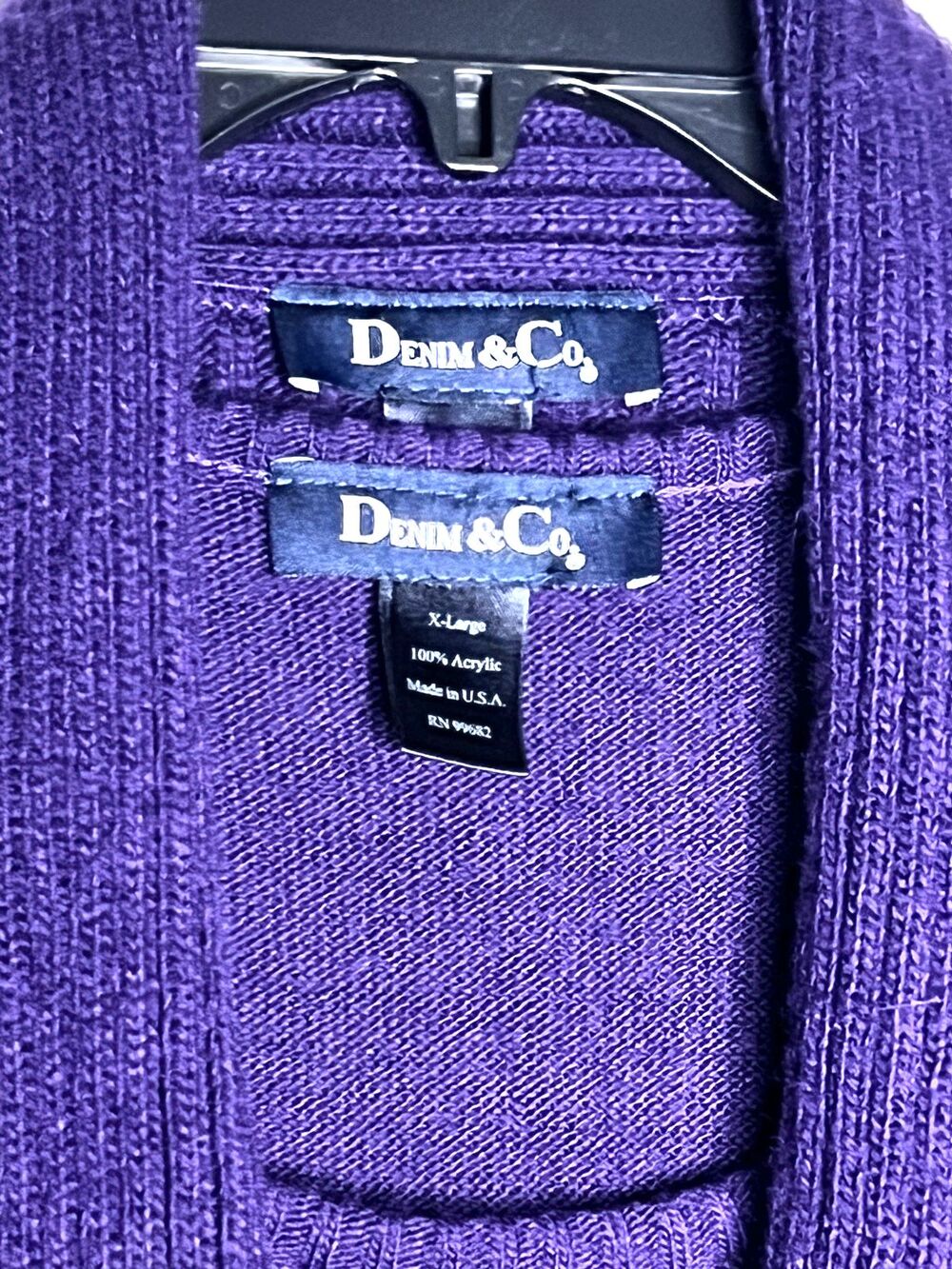 Denim & Co. Two piece purple sweater tank & cardigan combo soft material Size XL - Picture 4 of 6